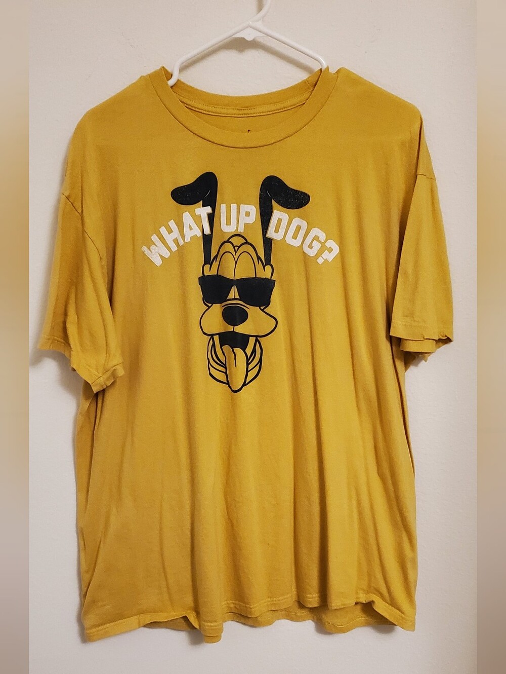 Disney Parks Yellow 'What Up Dog?' Pluto Graphic Dog T-Shirt Size 2XL